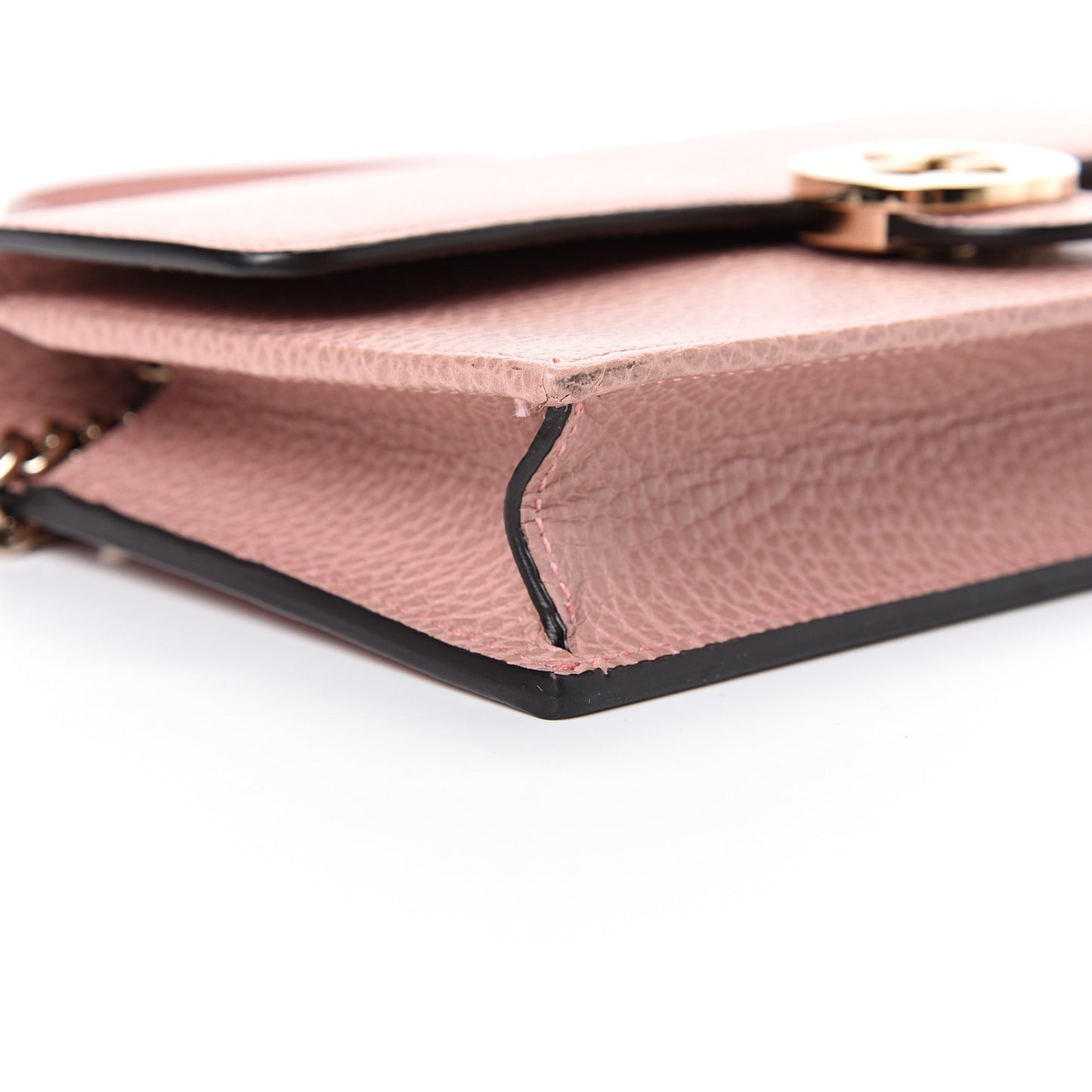 Dollar Calfskin Interlocking G Chain Wallet Soft Pink