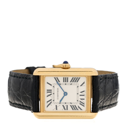 Cartier Stainless Steel 18K Yellow Gold Alligator 24mm Tank Solo Quartz Watch 2 of 5