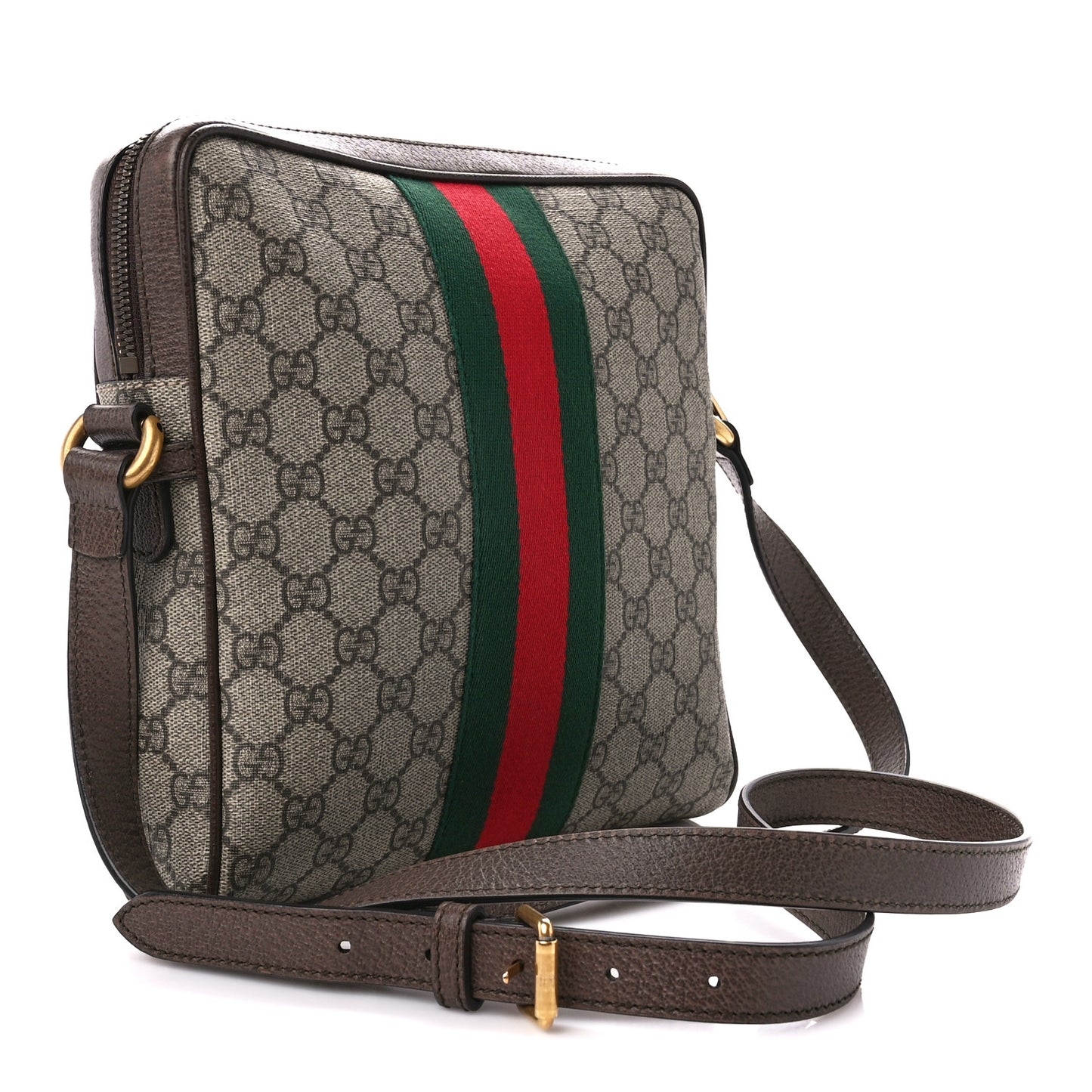 GG Supreme Monogram Web Small Ophidia Messenger Bag Brown