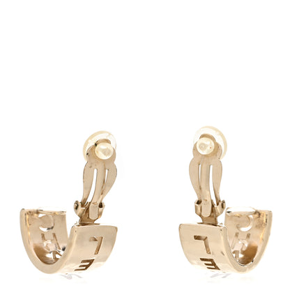 Chanel Metal Logo Hoop Clip On Earrings Gold 3 of 5