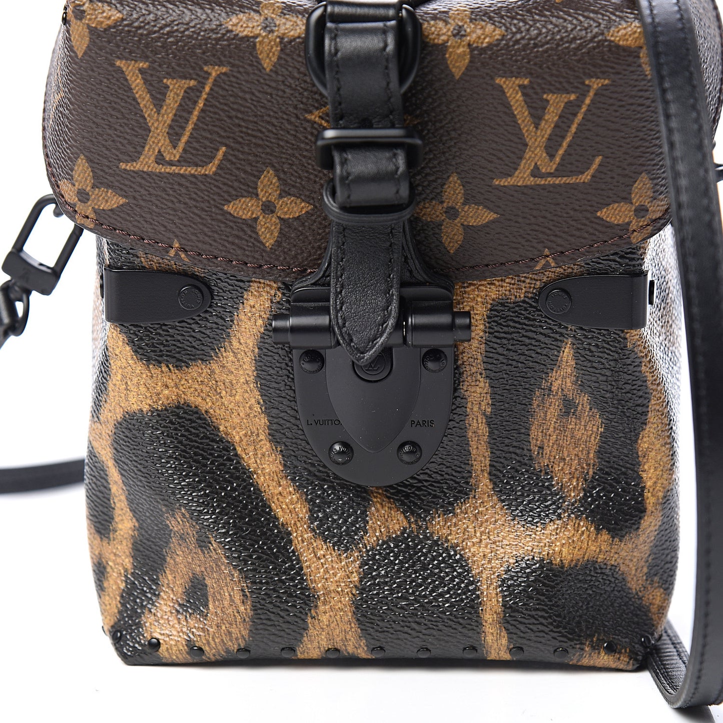 Monogram Wild Animal Print Camera Box Black
