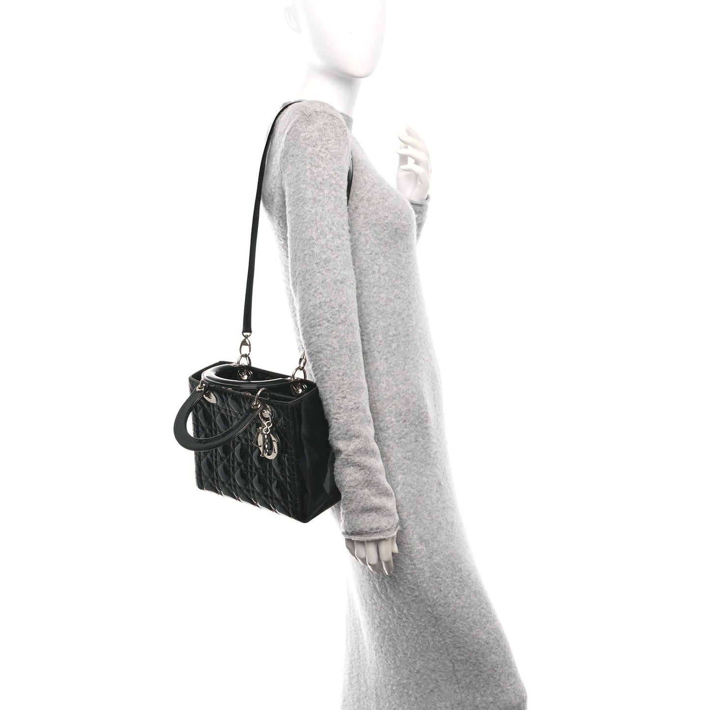 Patent Cannage Medium Lady Dior Black