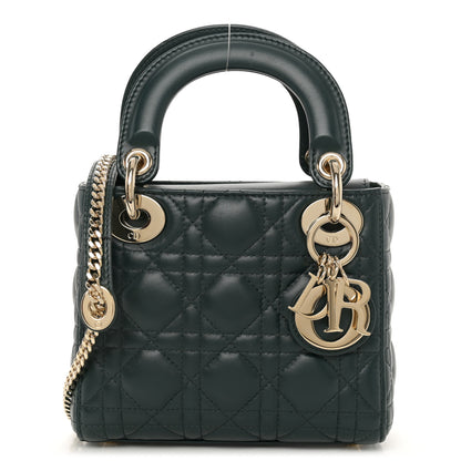 Christian Dior Lambskin Cannage Mini Lady Dior Dark Green 1 of 10