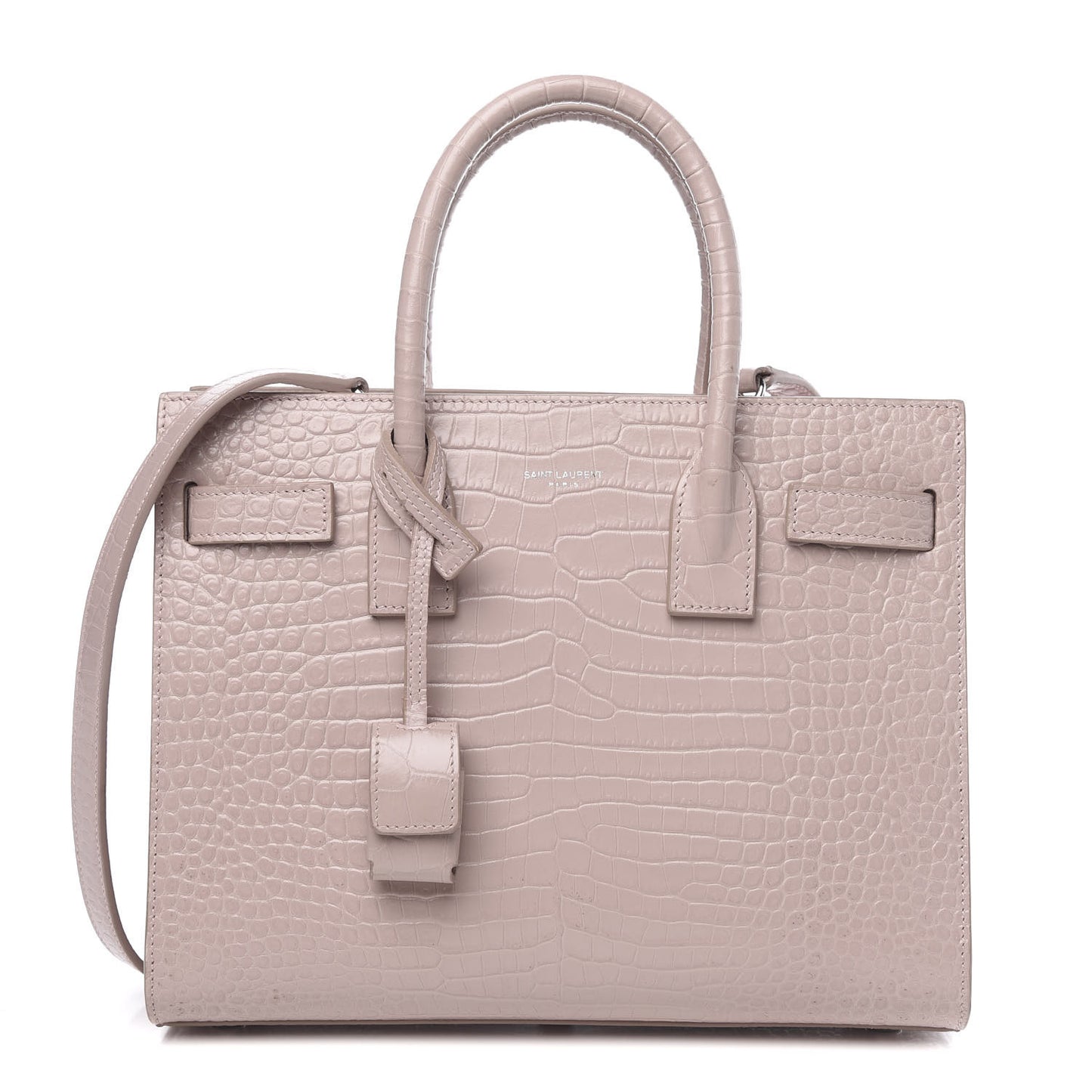 Calfskin Crocodile Embossed Baby Sac De Jour Rose Antic