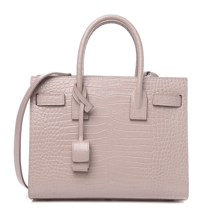 Saint Laurent Calfskin Crocodile Embossed Baby Sac De Jour Rose Antic 1 of 12