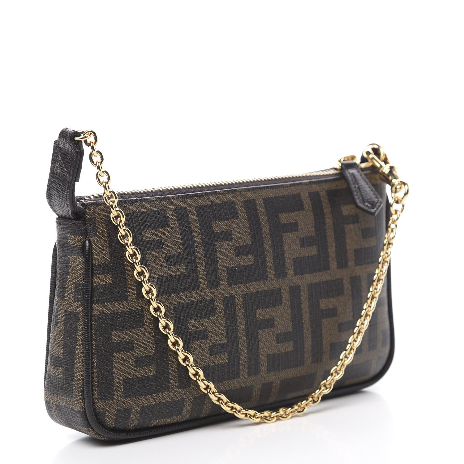 Fendi Zucca Spalmati Vitello Elite Pochette Tobacco Ebano 3 of 12