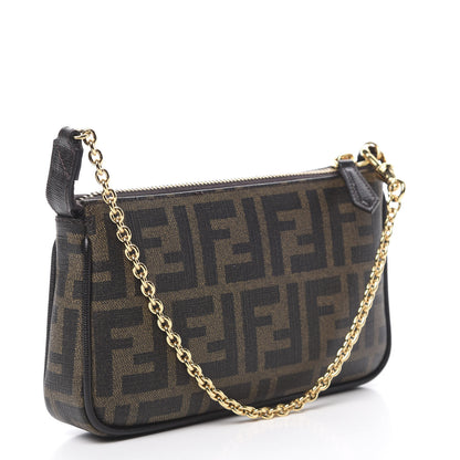 Fendi Zucca Spalmati Vitello Elite Pochette Tobacco Ebano 3 of 12