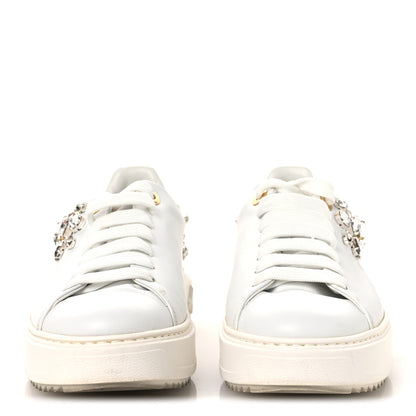 Louis Vuitton Lambskin Swarovski Crystal Monogram Time Out Sneakers 40 White 3 of 10