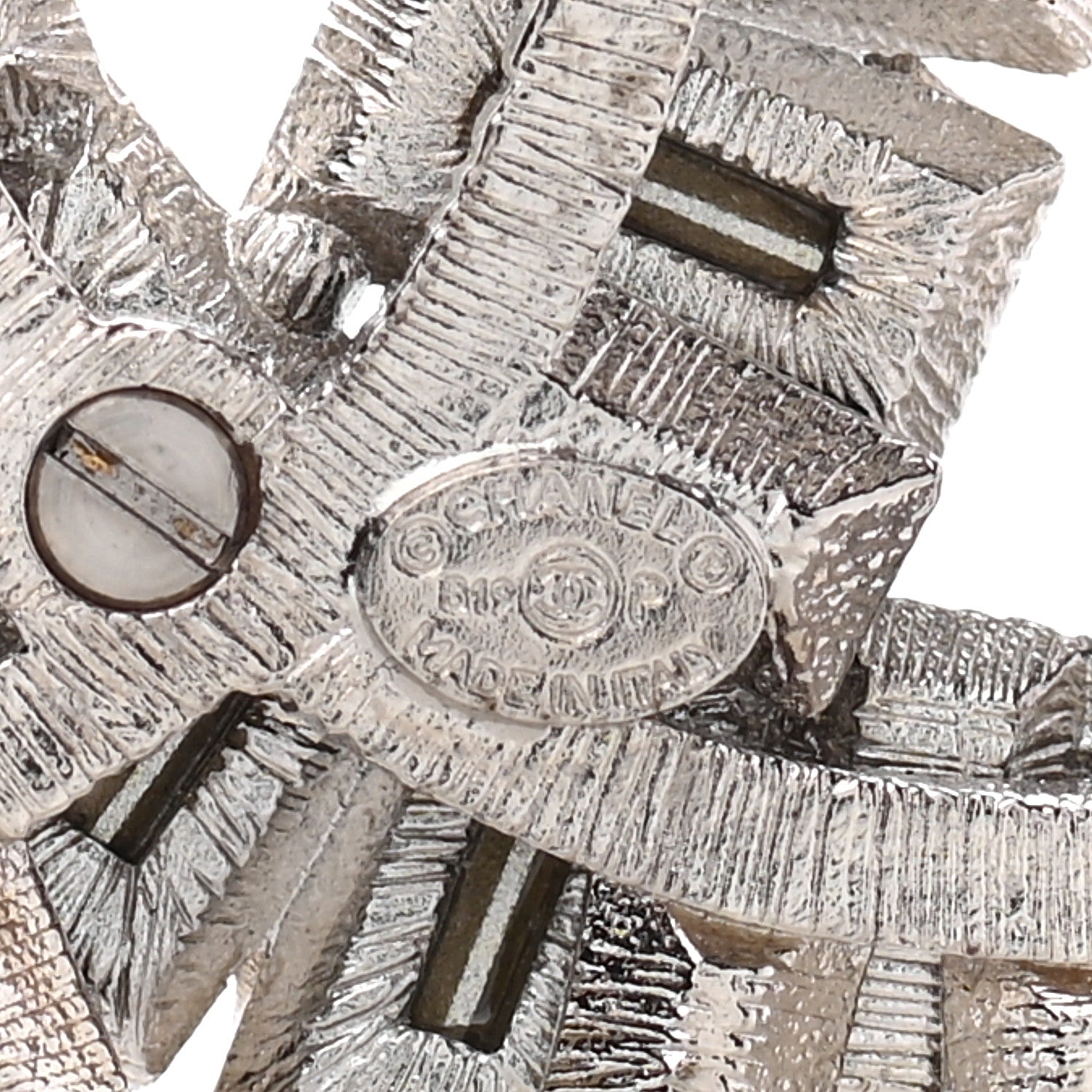 Chanel Crystal Baguette CC Brooch Silver Black 4 of 5