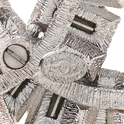 Chanel Crystal Baguette CC Brooch Silver Black 4 of 5