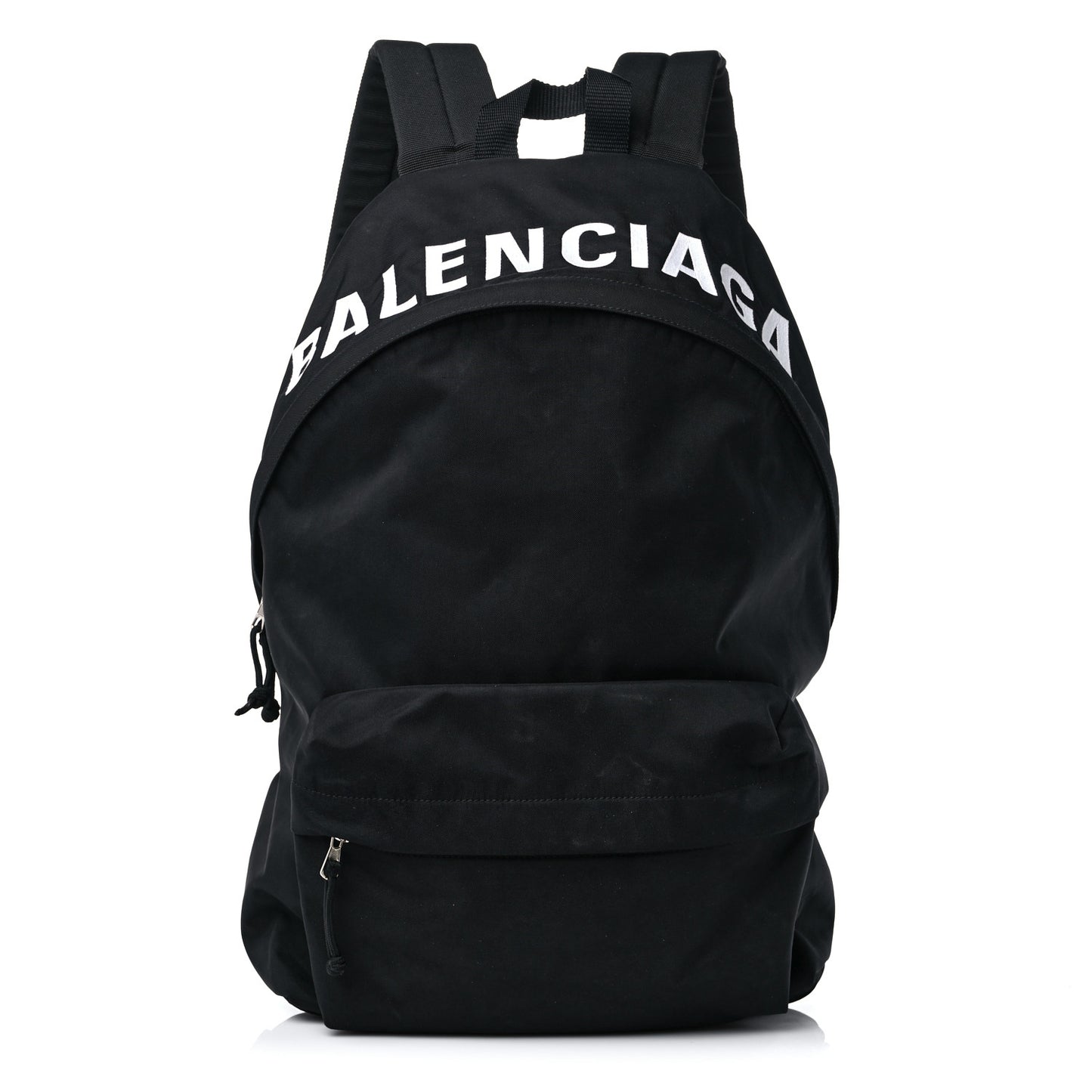 Sport Nylon Logo Embroidered Wheel Backpack Black White