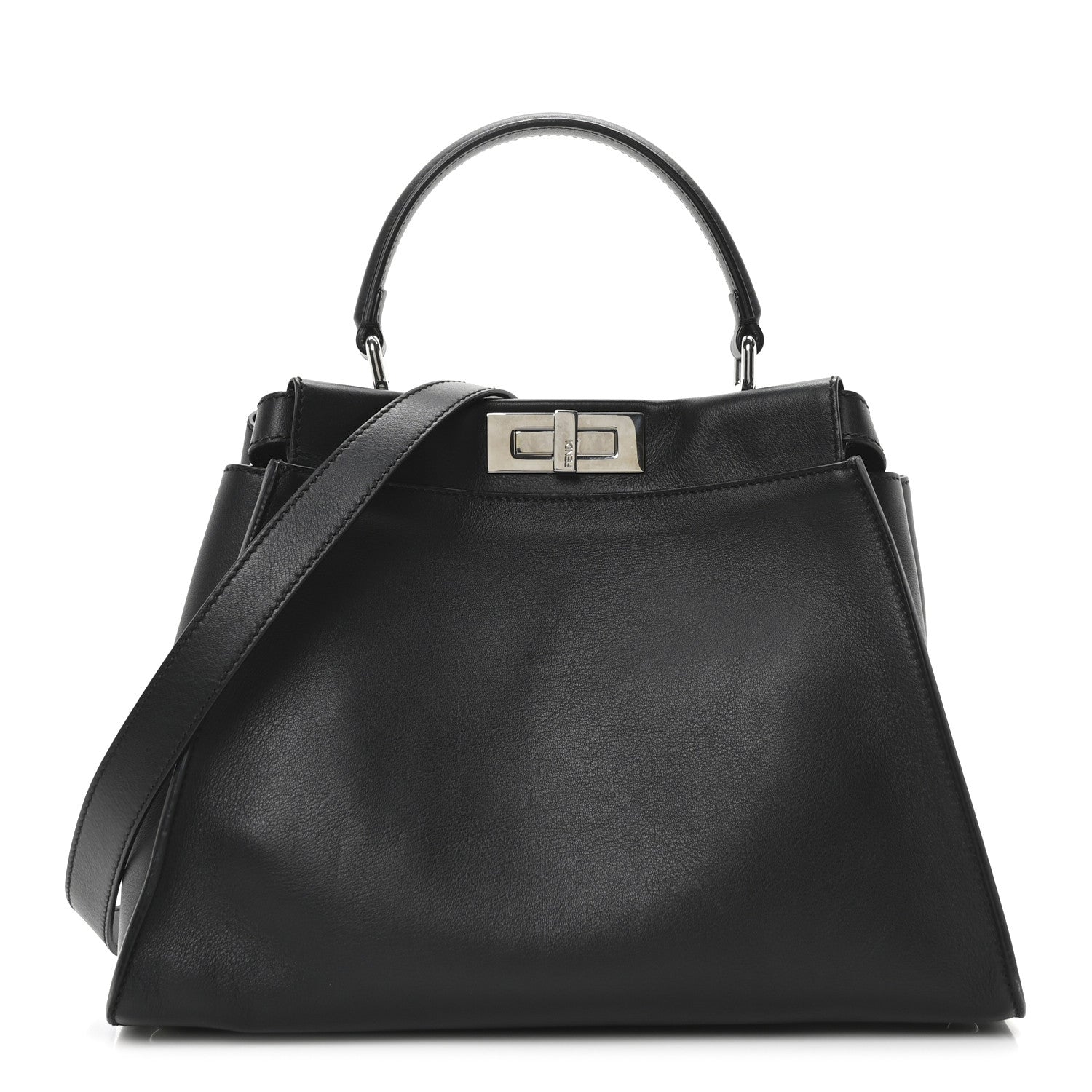 Fendi Vitello Seta Snakeskin Crocodile Monster Eyes Medium Peekaboo Iconic Satchel Black Girasole 1 of 10