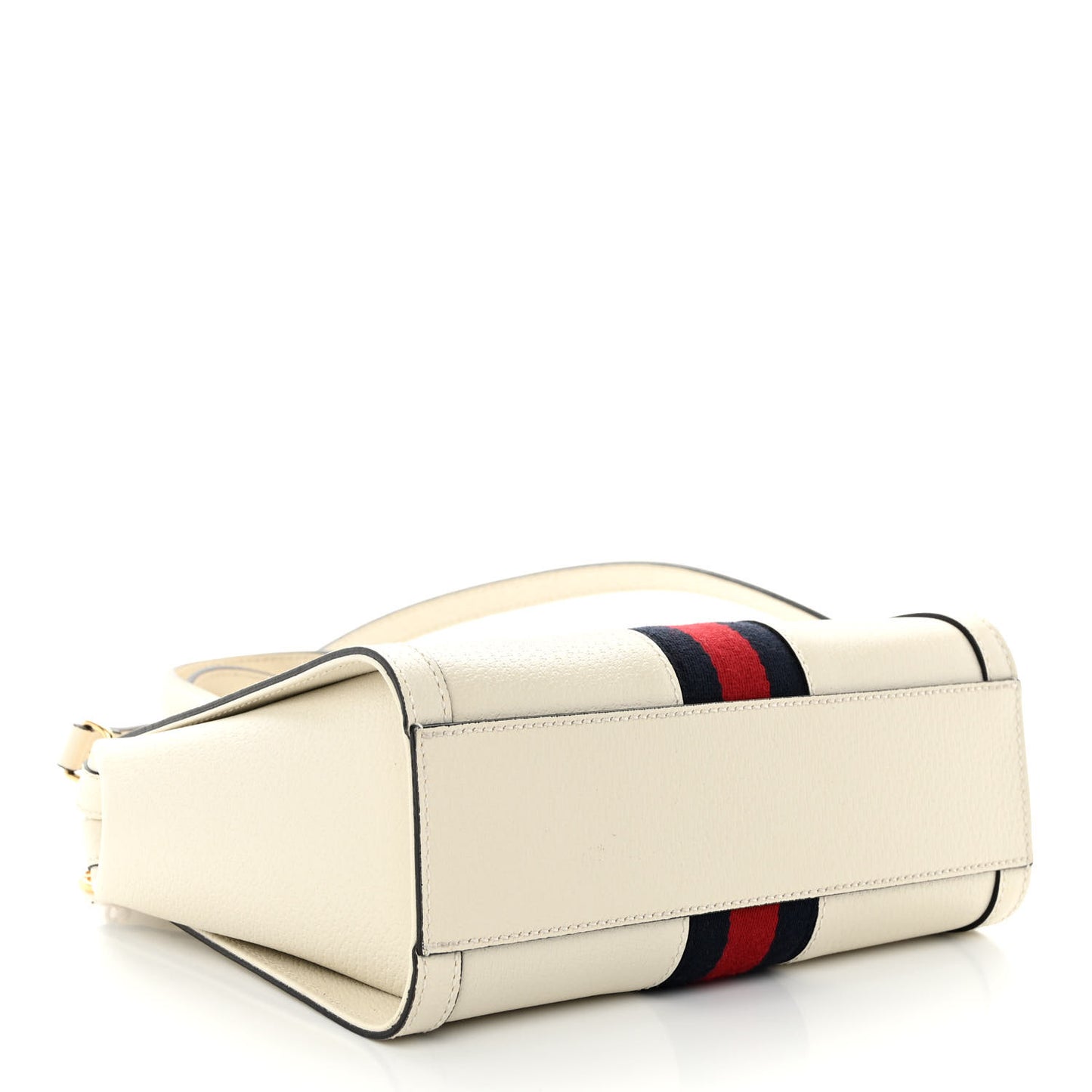 Textured Calfskin Web Small Ophidia Tote Bag Mystic White
