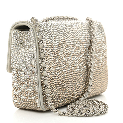 Chanel Suede Calfskin Crystal Mini Flap Grey 3 of 10
