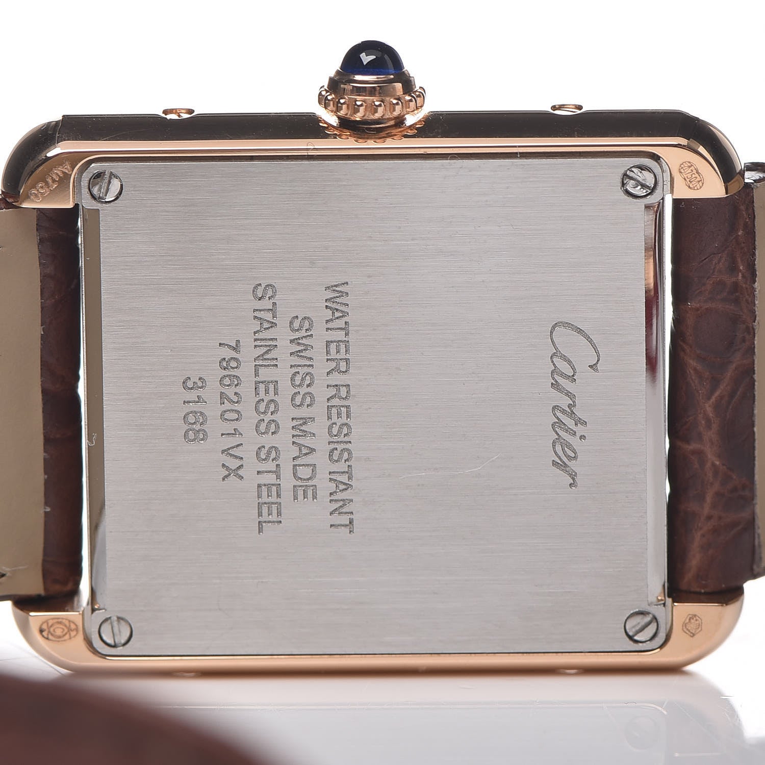 Cartier Stainless Steel 18K Pink Gold Alligator 24mm Tank Solo Quartz Watch Brown 6 of 9
