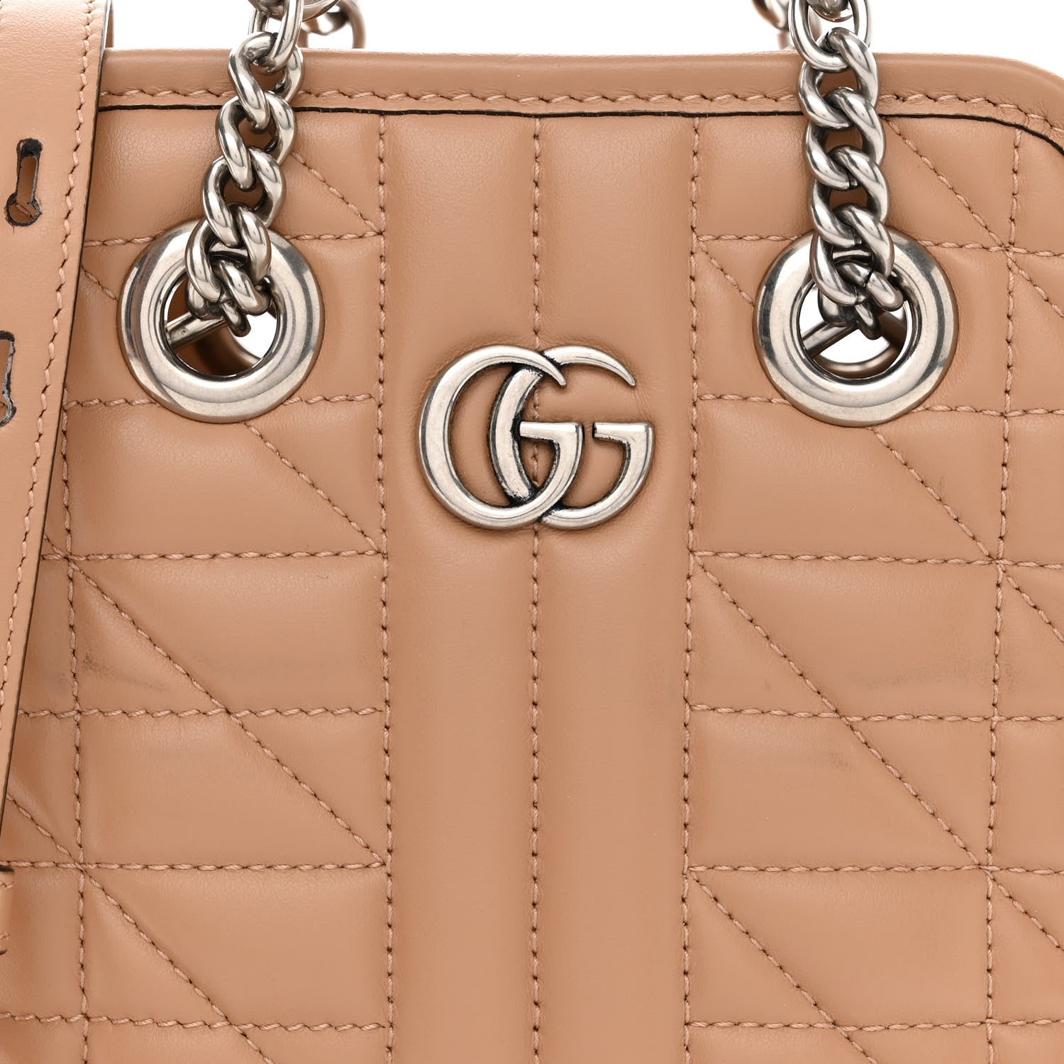 Gucci Calfskin Matelasse Aria Mini GG Marmont Tote Camelia 8 of 13