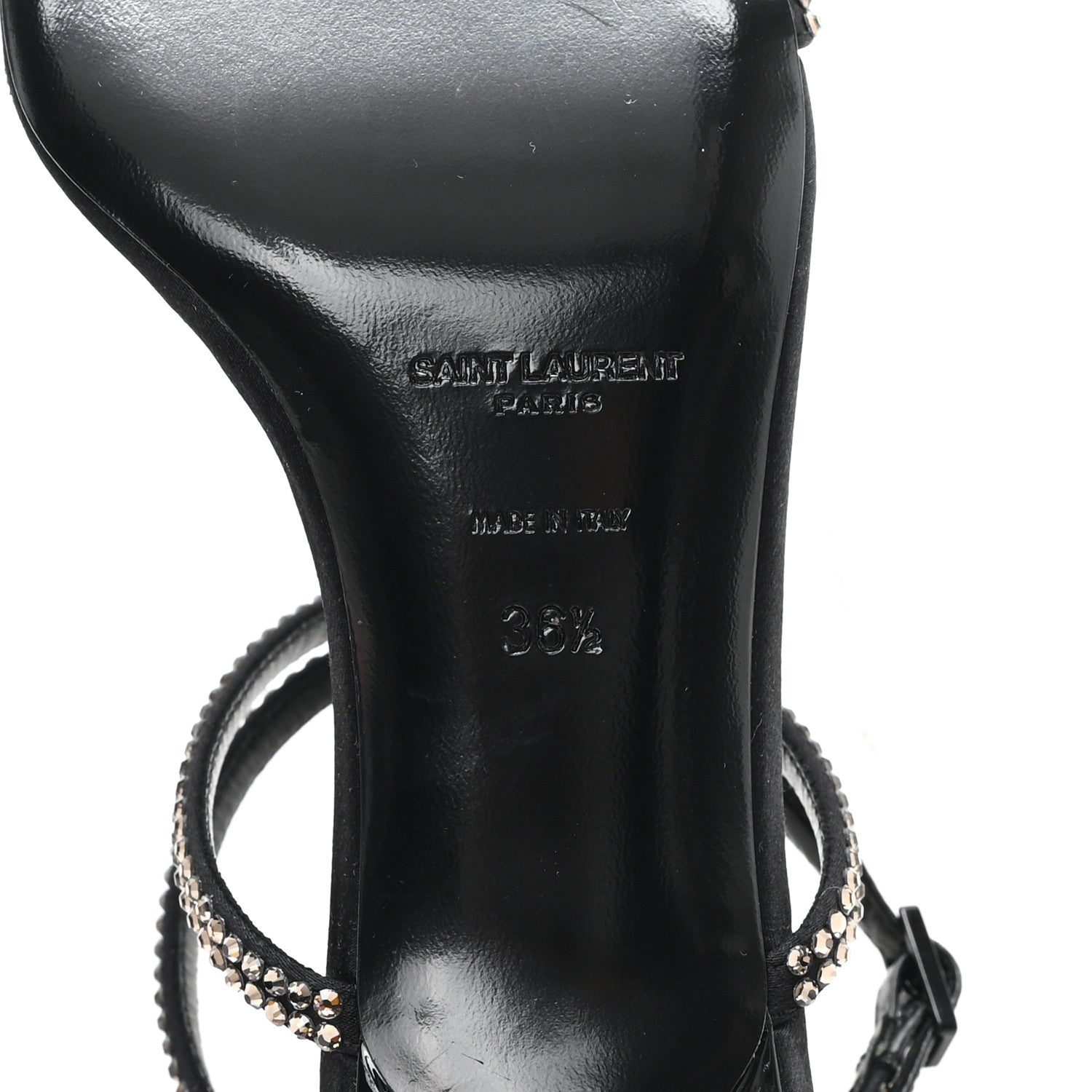 Saint Laurent Crepe Satin Baliqua 55 Vett Ankle Strap Sandals 36.5 Black 7 of 10