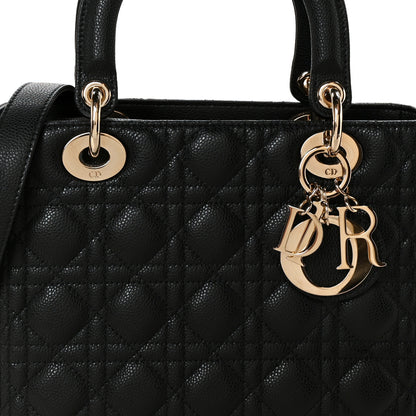 Christian Dior Grained Calfskin Cannage Medium Lady Dior Black 8 of 11