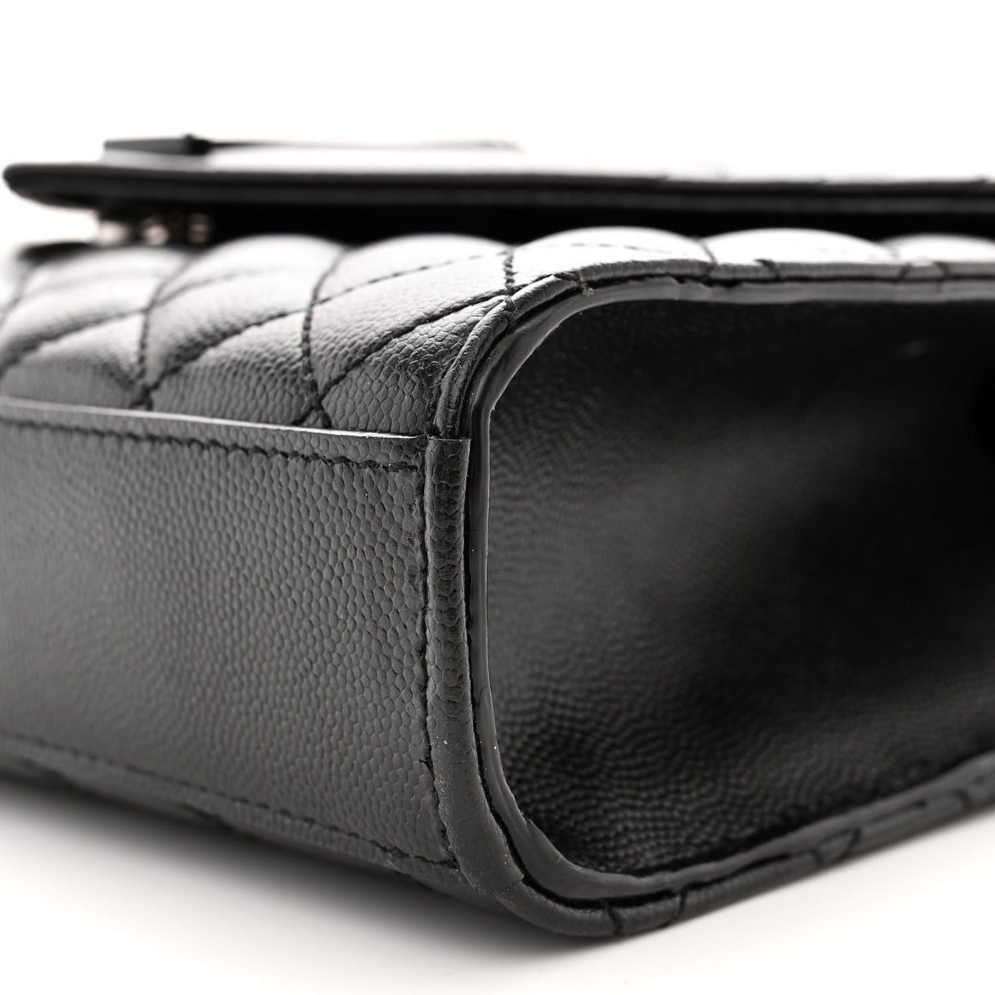 Grain De Poudre Textured Mixed Matelasse Triquilt Medium Monogram Monochrome Satchel Black