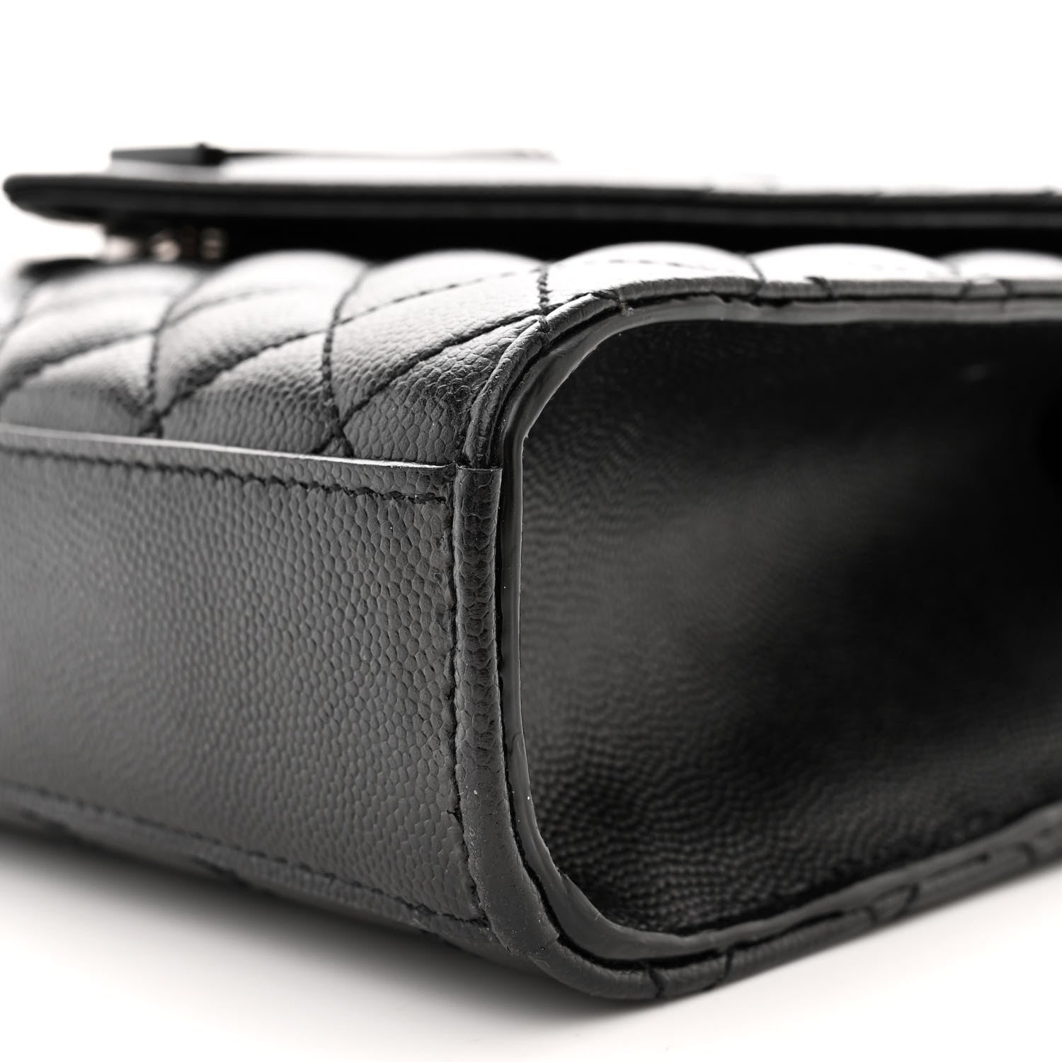 Saint Laurent Grain De Poudre Textured Mixed Matelasse Triquilt Medium Monogram Monochrome Satchel Black 10 of 11