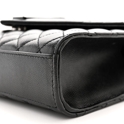 Saint Laurent Grain De Poudre Textured Mixed Matelasse Triquilt Medium Monogram Monochrome Satchel Black 10 of 11