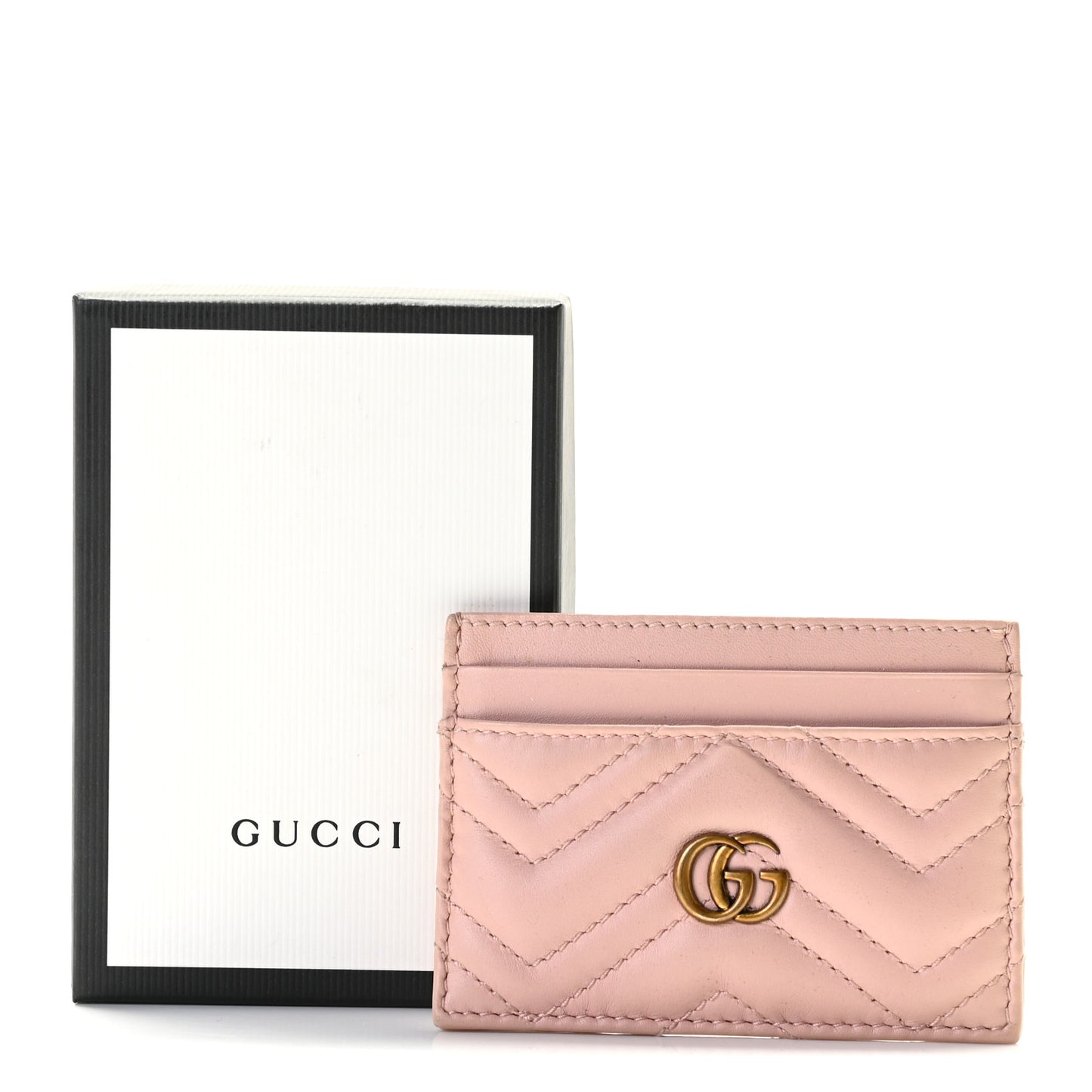 Calfskin Matelasse GG Marmont Card Holder Perfect Pink