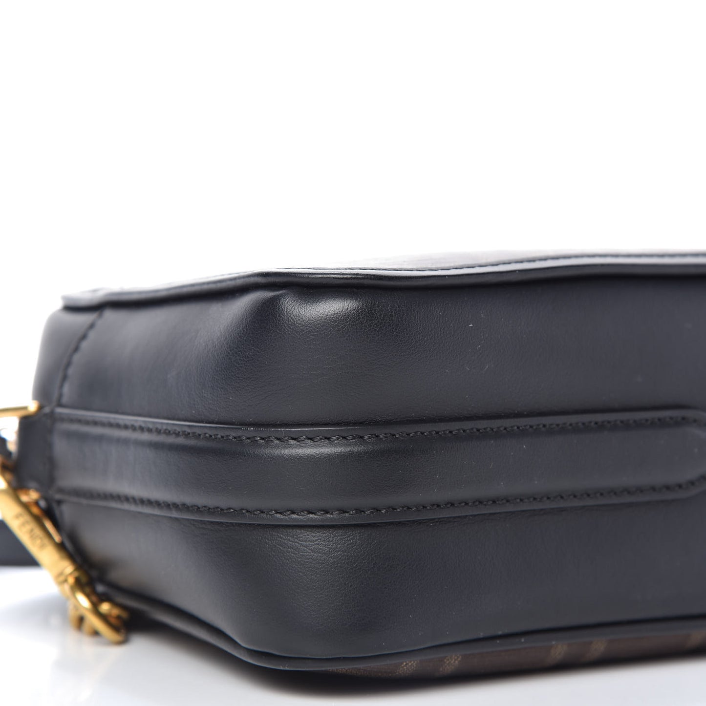 Glazed Fabric Vitello Century FF 1974 Stamp Patch Camera Case Mogano Panna Black