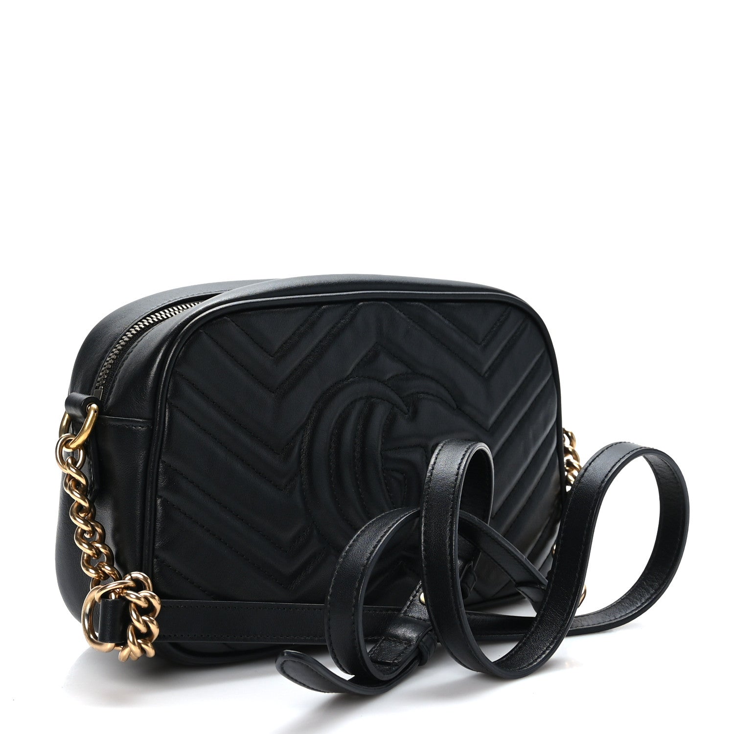 Gucci Calfskin Matelasse Small GG Marmont Chain Shoulder Bag Black 3 of 10