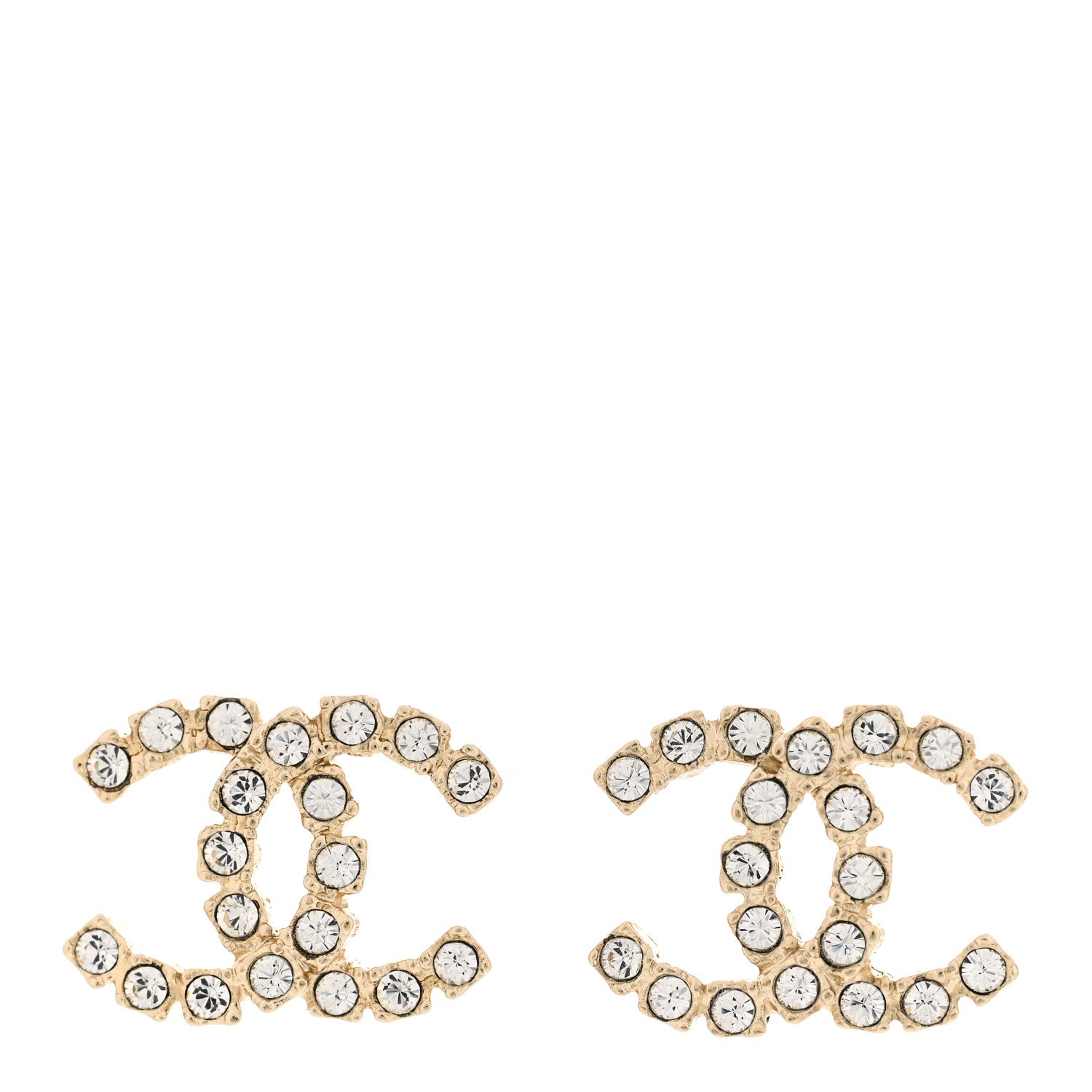 Chanel Crystal CC Earrings Gold 1 of 4