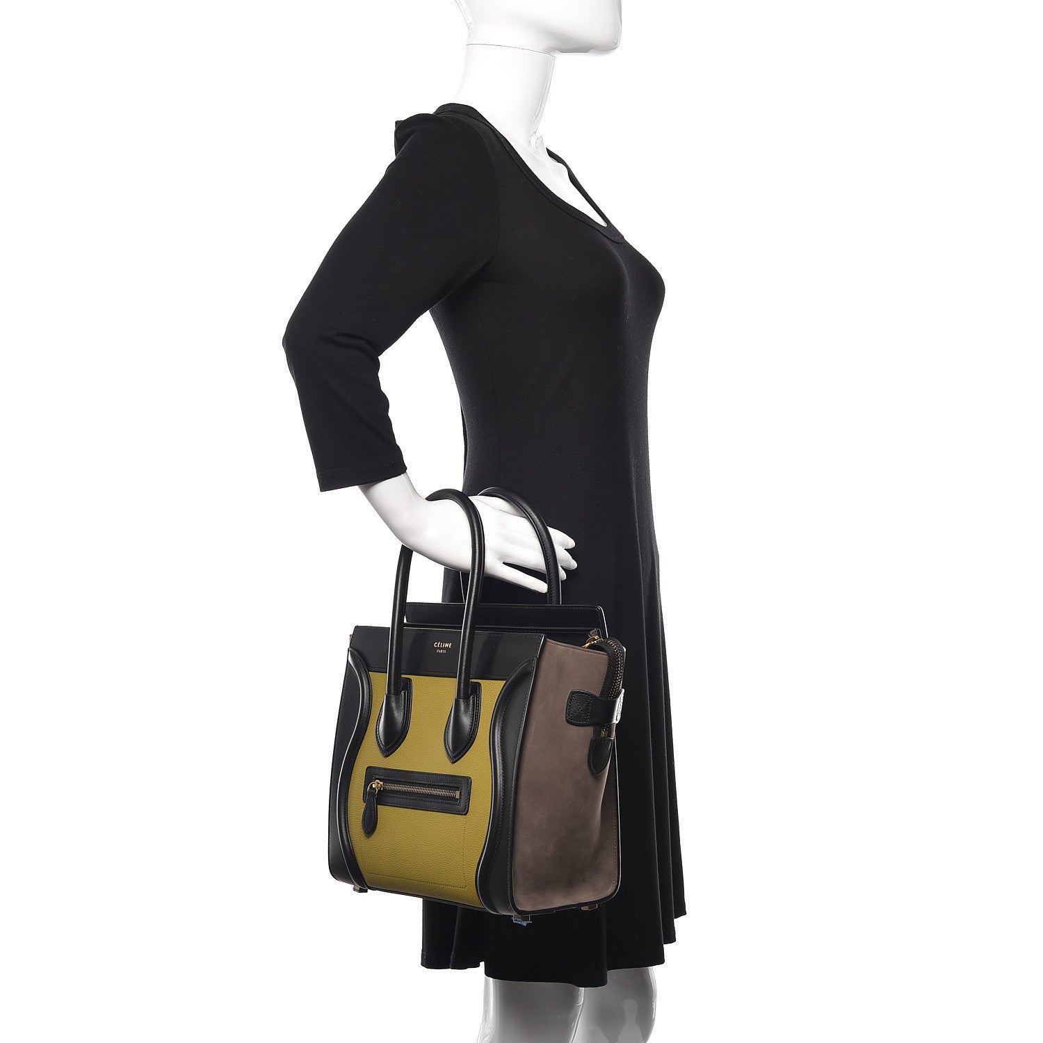 Celine Baby Grained Calfskin Nubuck Micro Tri-Color Luggage Olive 2 of 9