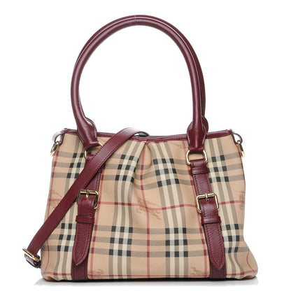 Burberry Haymarket Check Small Northfield Tote Burgundy 1 of 9