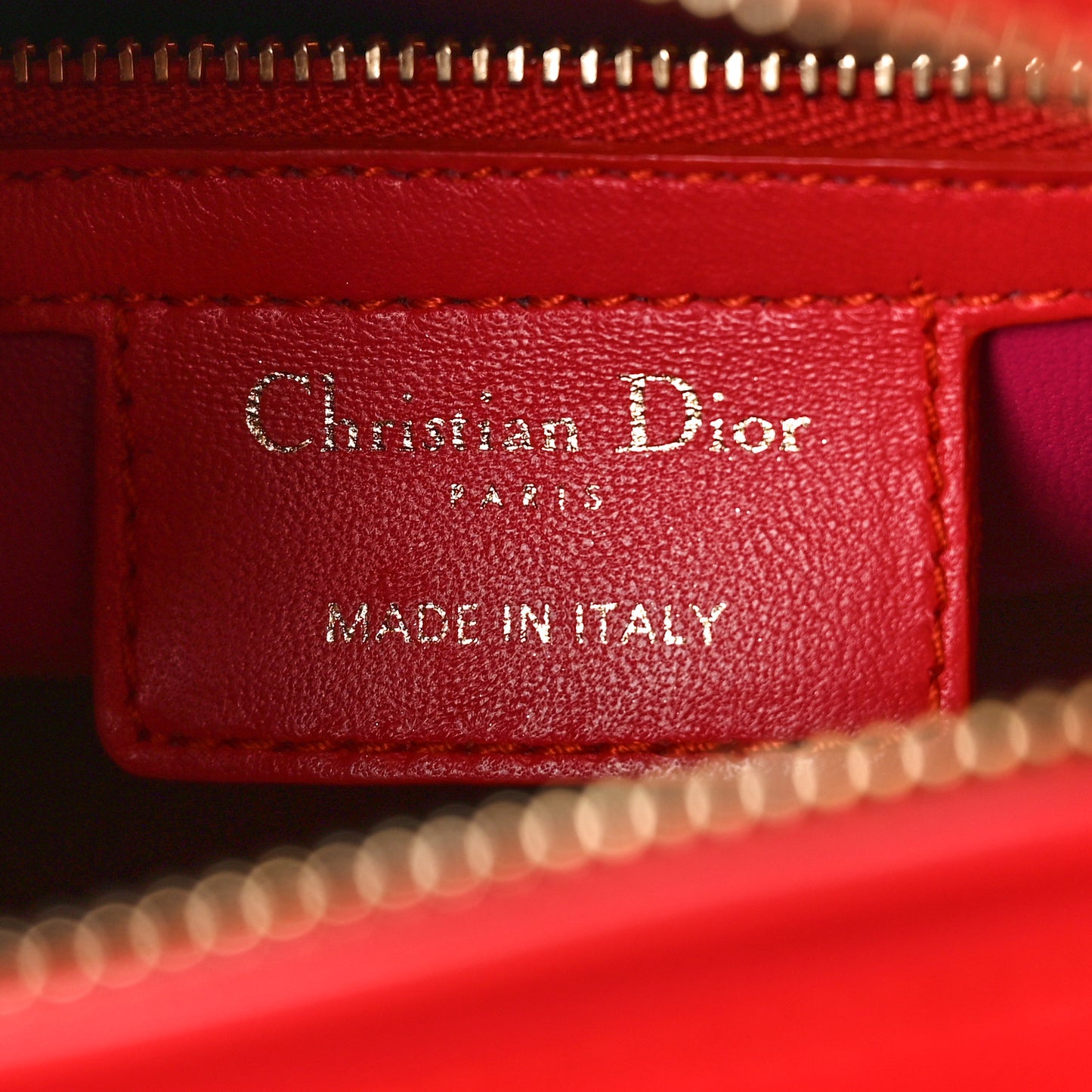 Lambskin Cannage Medium Bi-Color Lady Dior Orange Fuchsia