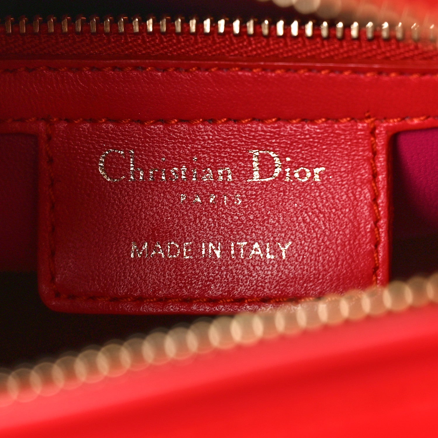 Christian Dior Lambskin Cannage Medium Bi-Color Lady Dior Orange Fuchsia 6 of 12
