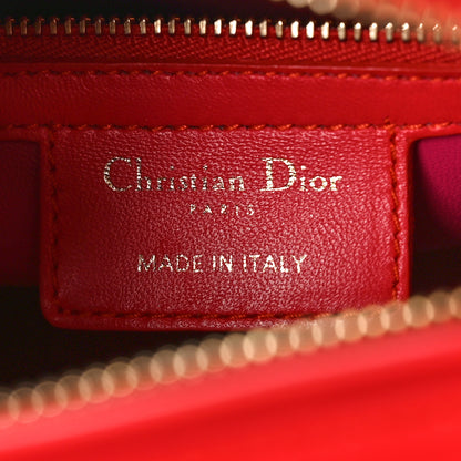 Christian Dior Lambskin Cannage Medium Bi-Color Lady Dior Orange Fuchsia 6 of 12