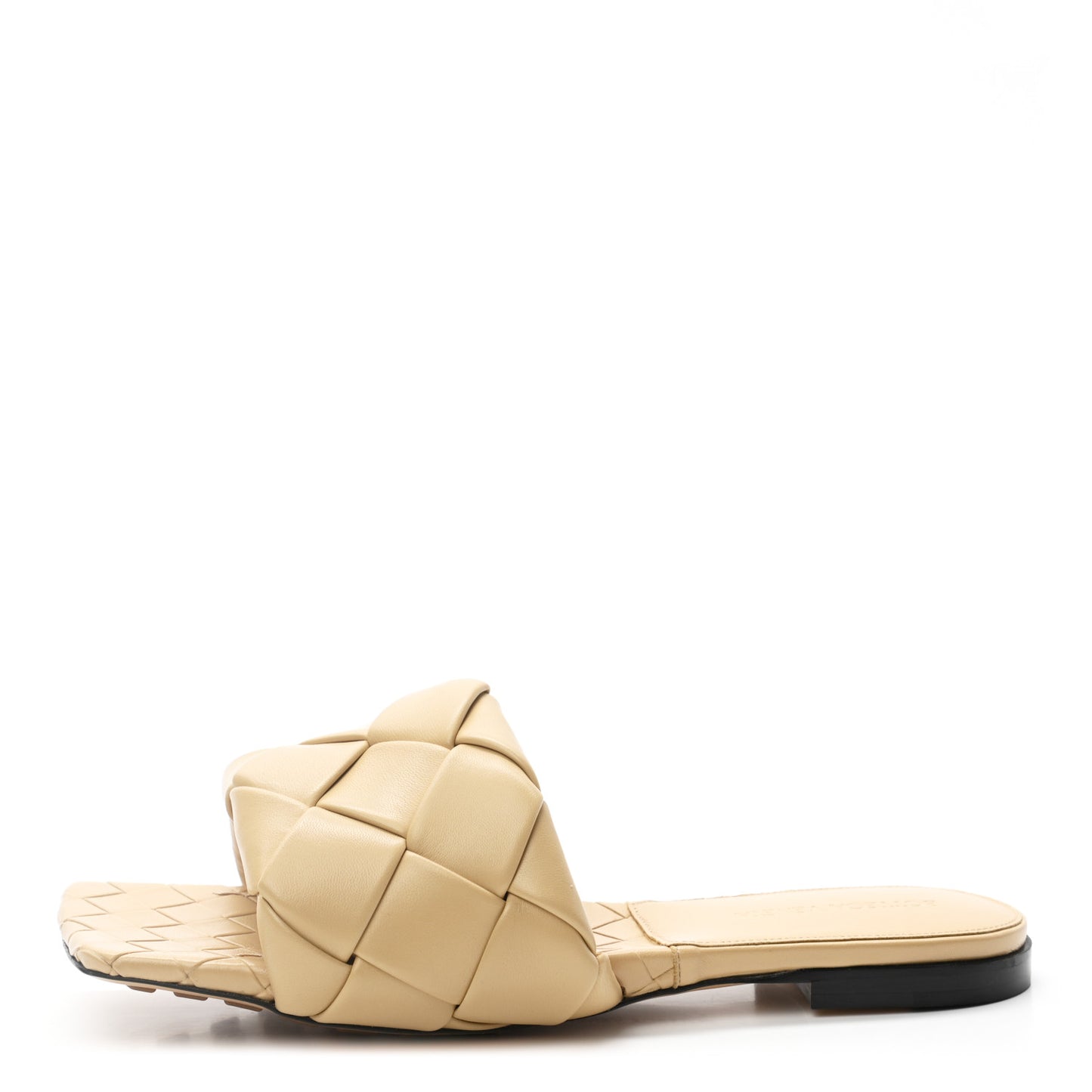 Nappa Maxi Intrecciato Lido Flat Sandals 39 Cane Sugar