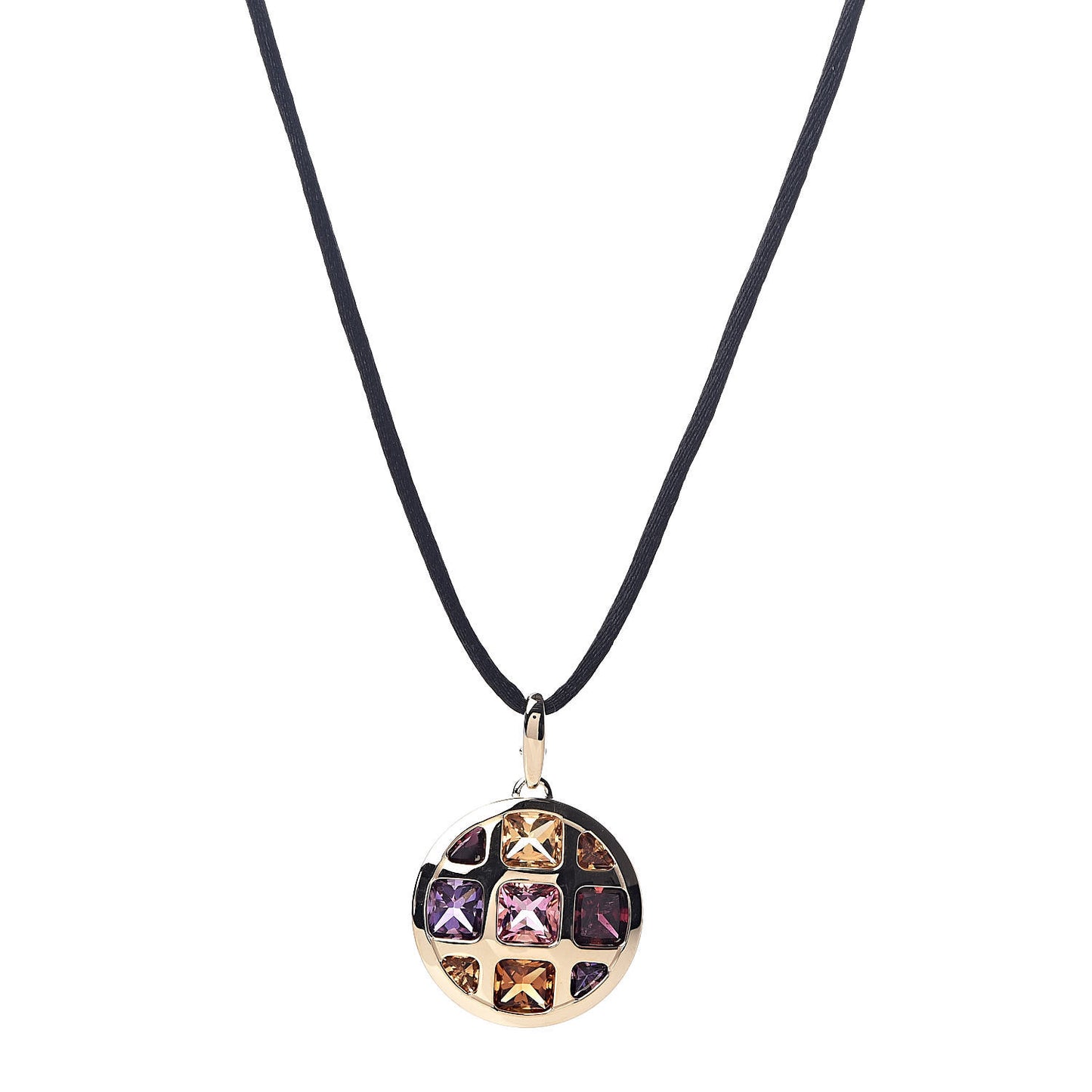 18K Yellow Gold Citrine Amethyst Tourmaline Silk Pasha de Necklace