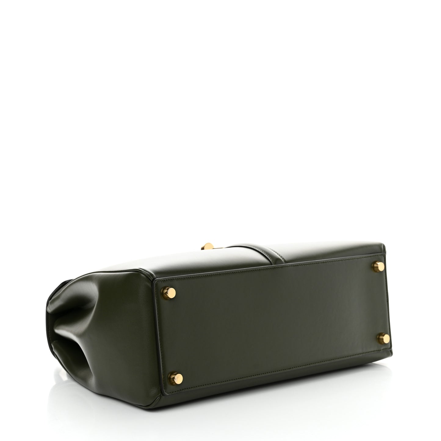 Satinated Calfskin Medium 16 Top Handle Bag Khaki