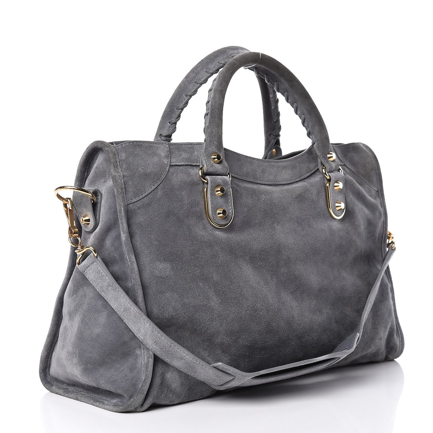 Baby Daim Suede Gold Metallic Edge Hardware City Gris Plomb