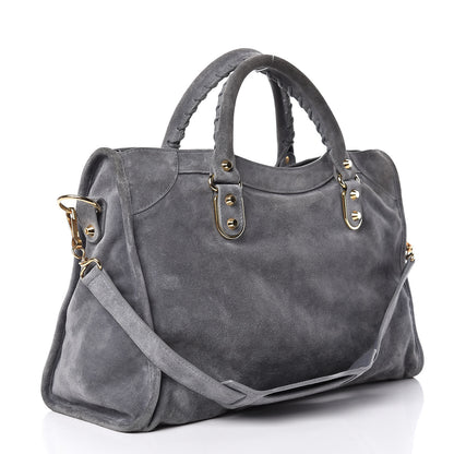Balenciaga Baby Daim Suede Gold Metallic Edge Hardware City Gris Plomb 3 of 10
