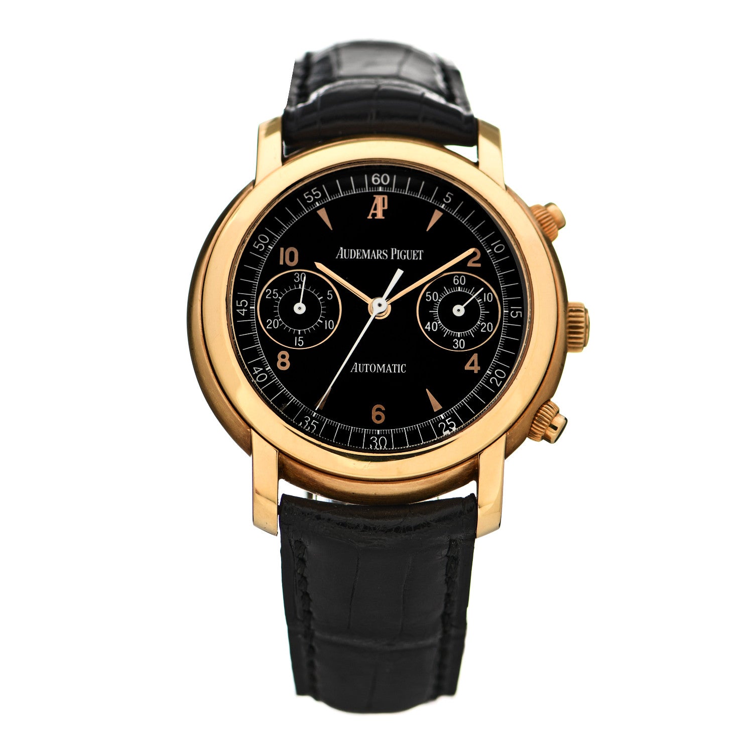 Audemars Piguet 18K Yellow Gold Alligator 41mm Jules Audemars Automatic Watch Black 25859BA 1 of 5