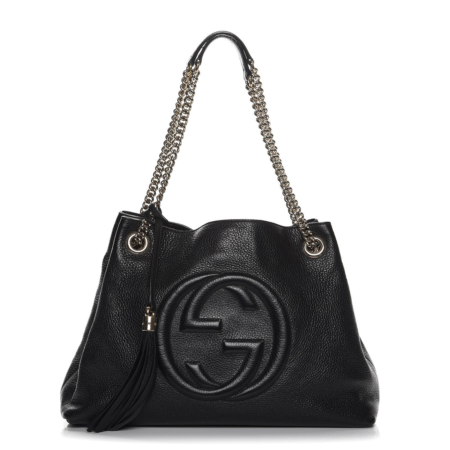 Gucci Pebbled Calfskin Medium Soho Chain Shoulder Bag Black 1 of 13