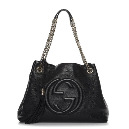 Gucci Pebbled Calfskin Medium Soho Chain Shoulder Bag Black 1 of 13