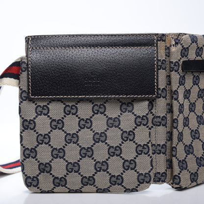 Gucci GG Monogram Web Double Pocket Belt Bag Navy 10 of 15