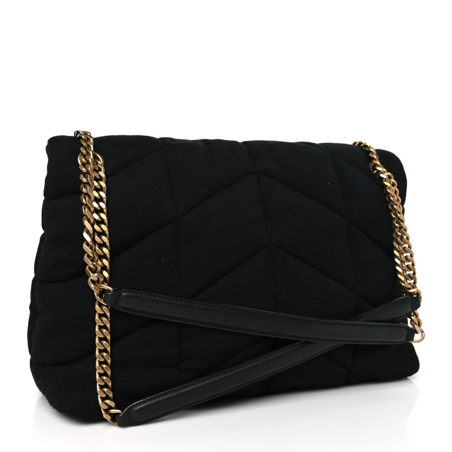 Saint Laurent Wool Jersey Quilted Medium Loulou Puffer Monogram Chain Black 3 of 9
