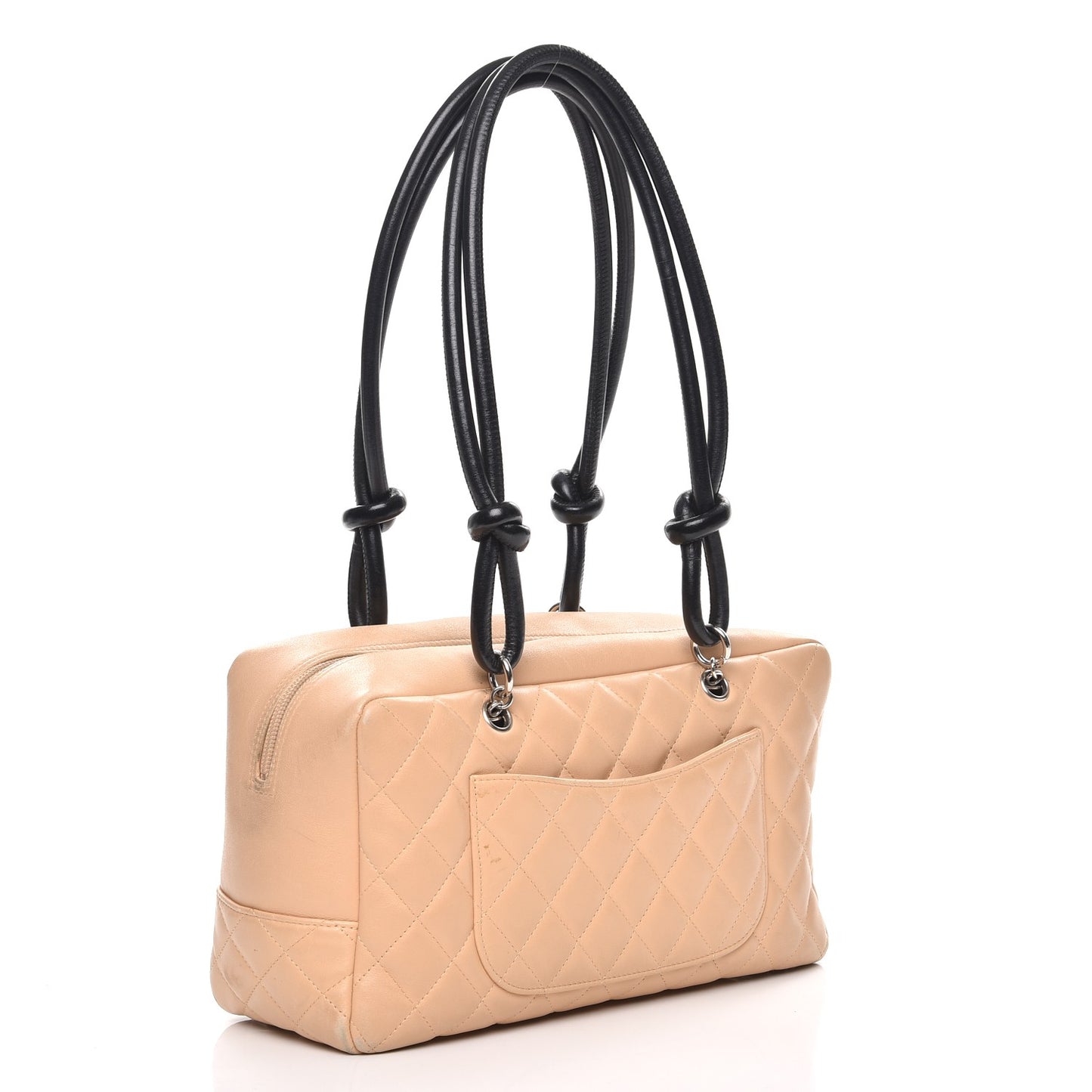 Calfskin Quilted Large Cambon Bowler Beige Black