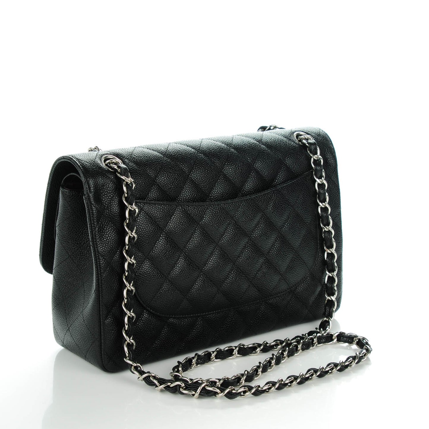 Caviar Quilted Jumbo Double Flap Black