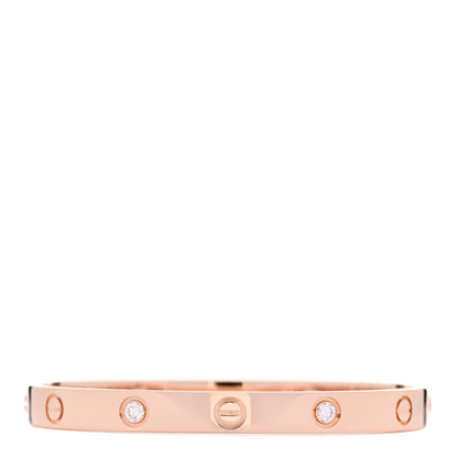 Cartier 18K Pink Gold 4 Diamond LOVE Bracelet 17 1 of 7