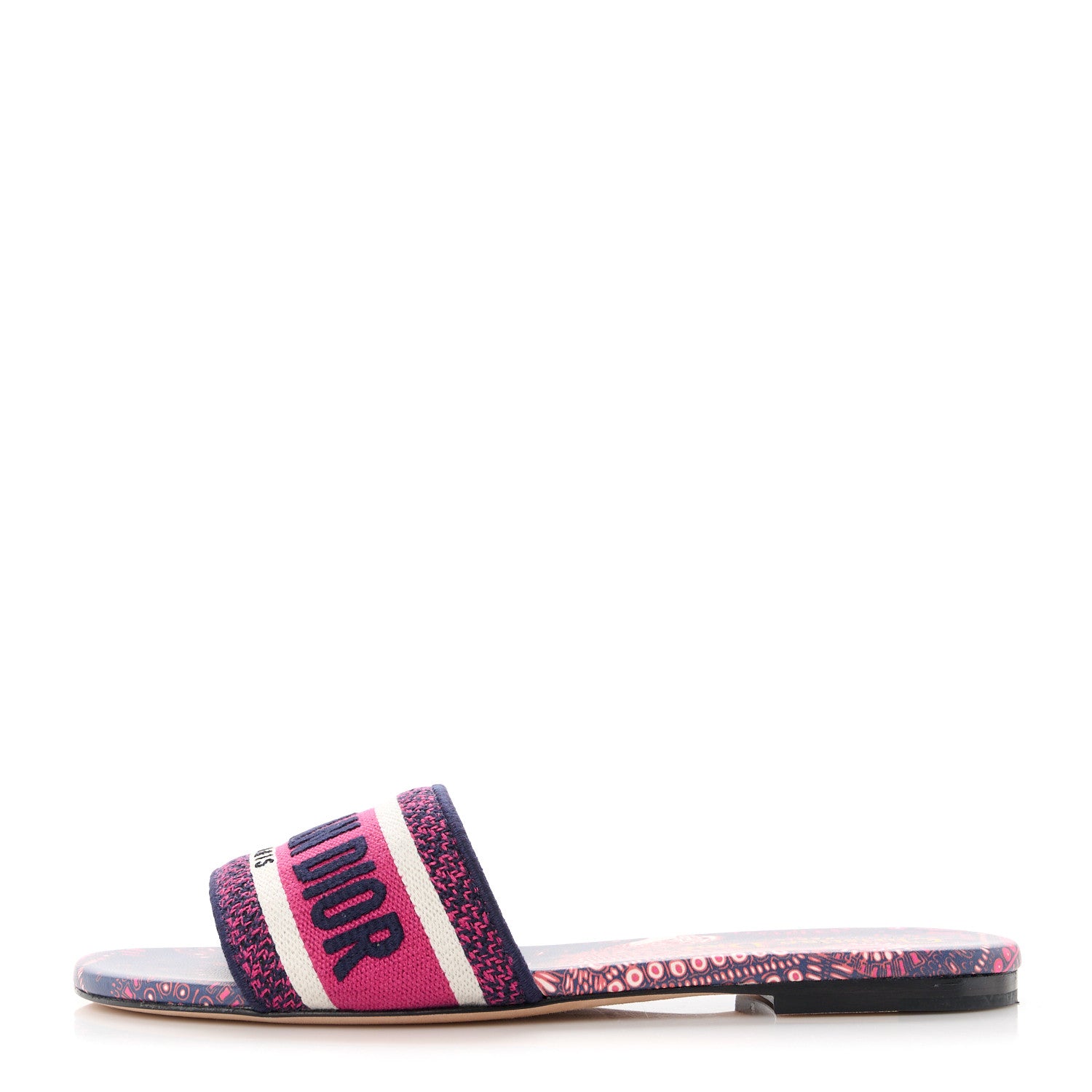 Christian Dior Canvas Embroidered Animals Dway Mules Slide Sandals 36 Deep Blue Fuchsia 1 of 9