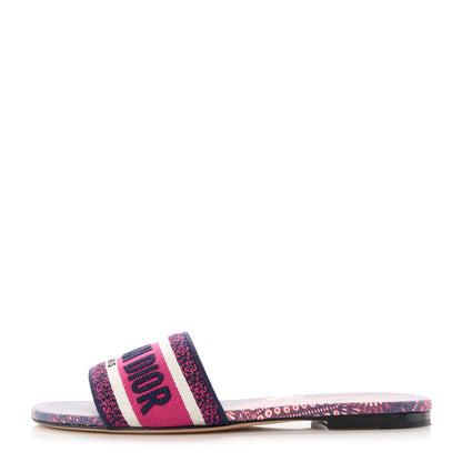 Christian Dior Canvas Embroidered Animals Dway Mules Slide Sandals 36 Deep Blue Fuchsia 1 of 9