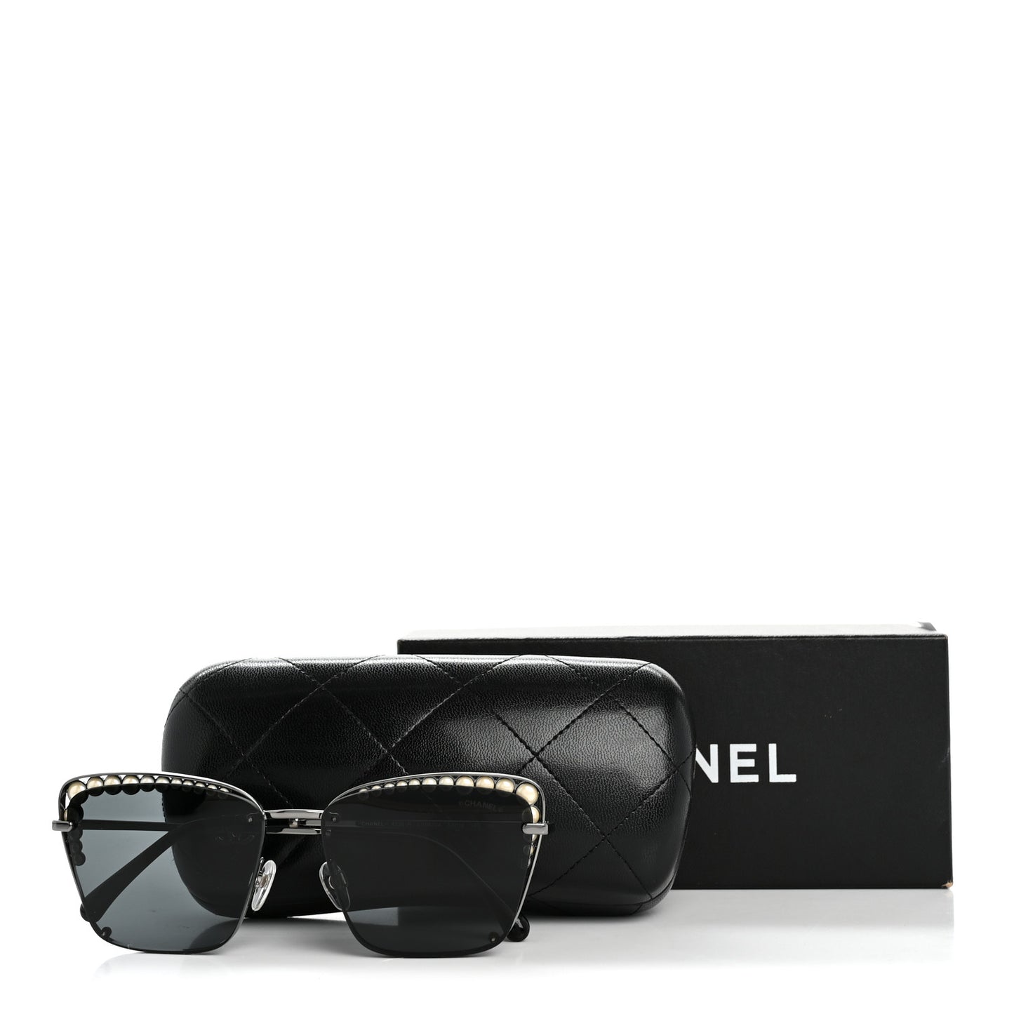 Square Frame Pearl Sunglasses 4235-H Dark Grey